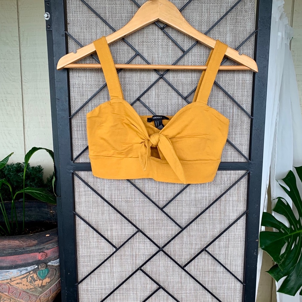 Forever 21 Yellow Tank Belly Cute Top Medium